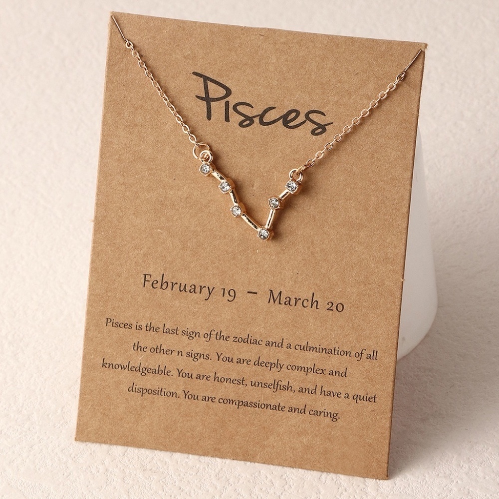 *PISCES* Gold x Rhinestone Constellation Pattern Shape Fashion Neck…